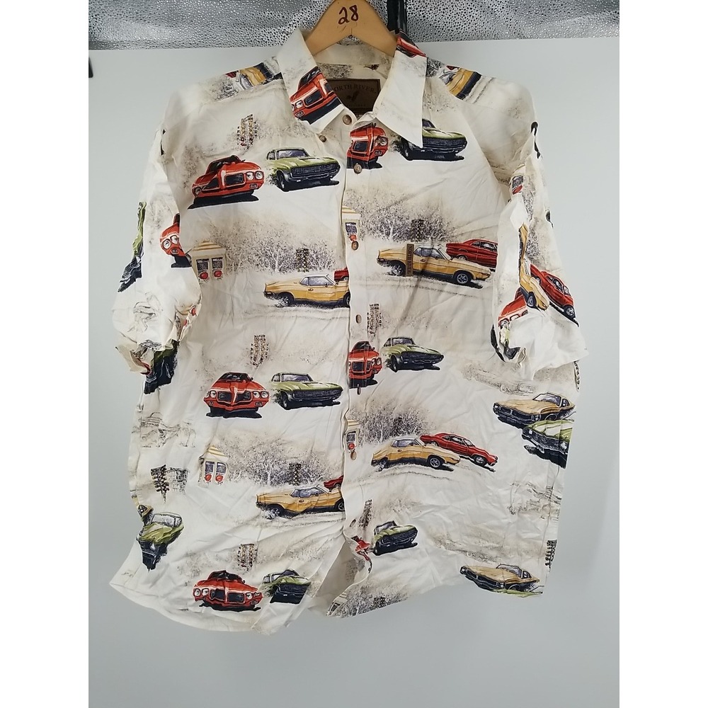 North River Outfitters Mens Classic Cars Short Sleeve Button Up Shirt XXL 2XL